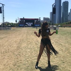 Long fringe festival skirt